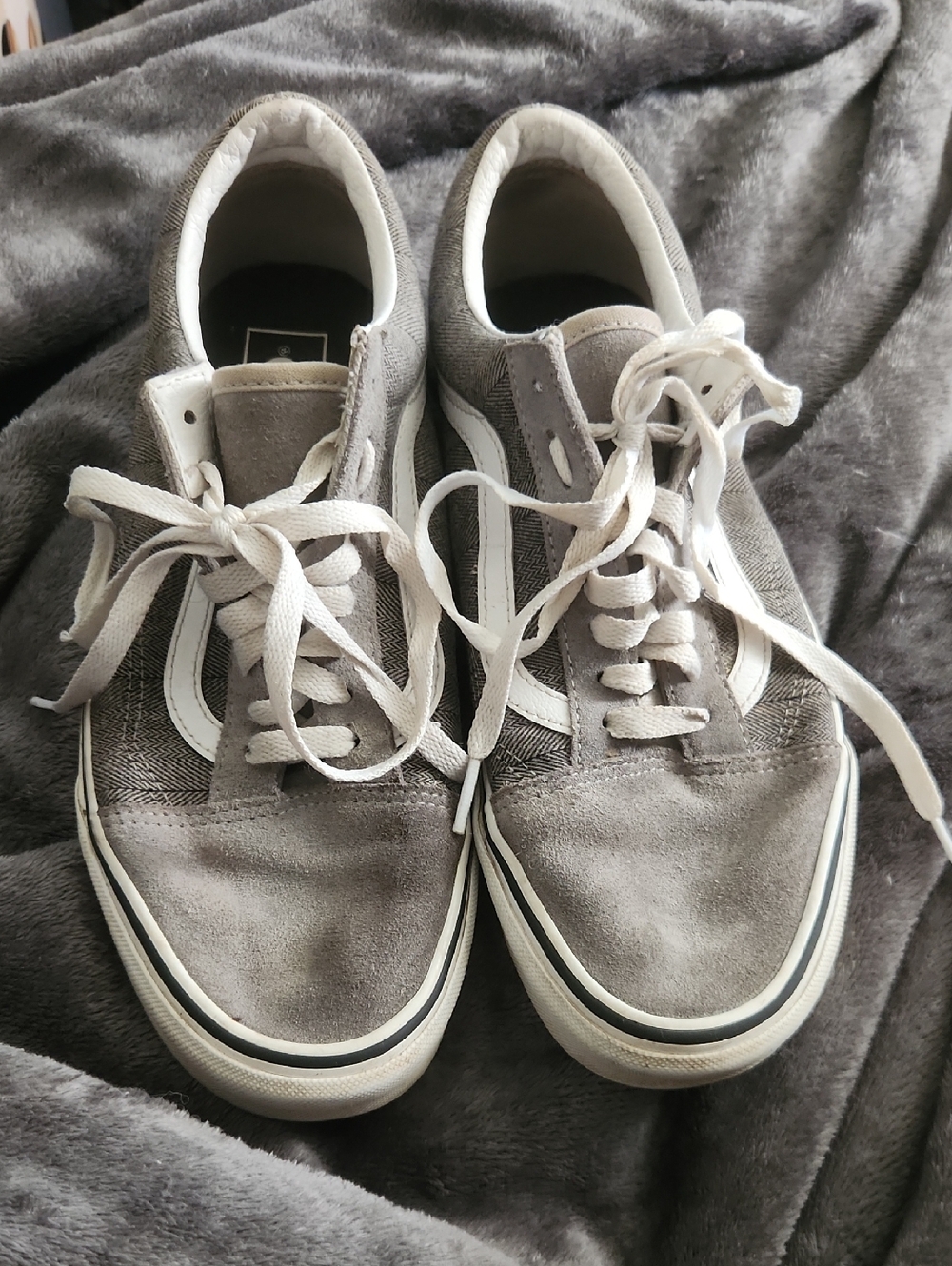 Vans Gray and White Low-Top Suede & Canvas Sneakers